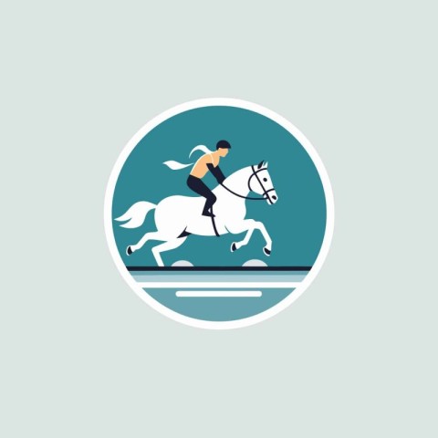 Horse riding icon. Flat style vector illustration on white backg