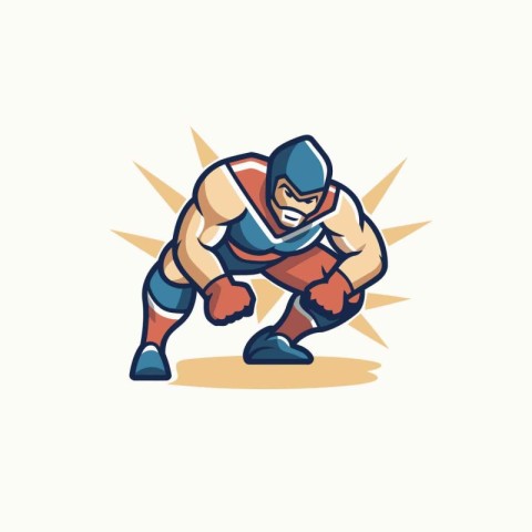 American football player running with ball. Vector illustration