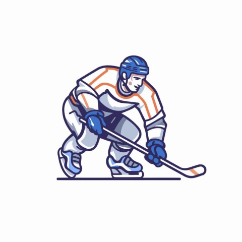 Ice hockey player. Vector illustration of a hockey player with t