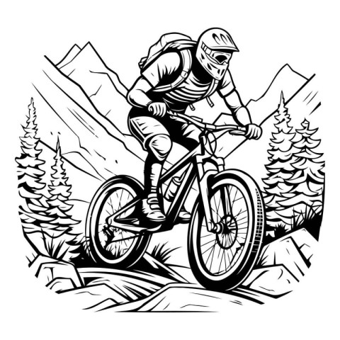 Mountain biker on a mountain bike. Vector illustration ready for