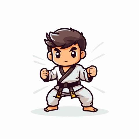 Karate boy cartoon vector illustration. Cartoon karate boy chara