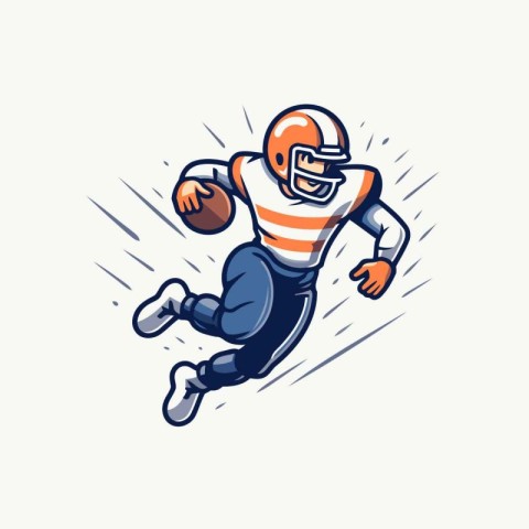 American football player running with ball. vector illustration