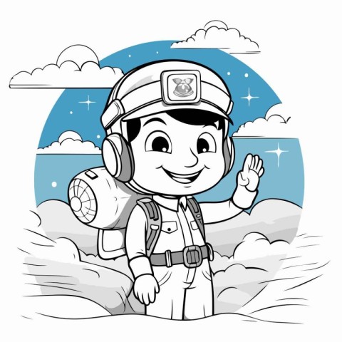 Cute cartoon astronaut with space suit and helmet vector illustr