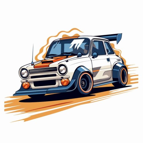 Vector illustration of a retro car on a white background. Retro