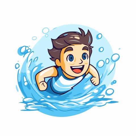 Vector illustration of a boy swimming in the water. isolated on