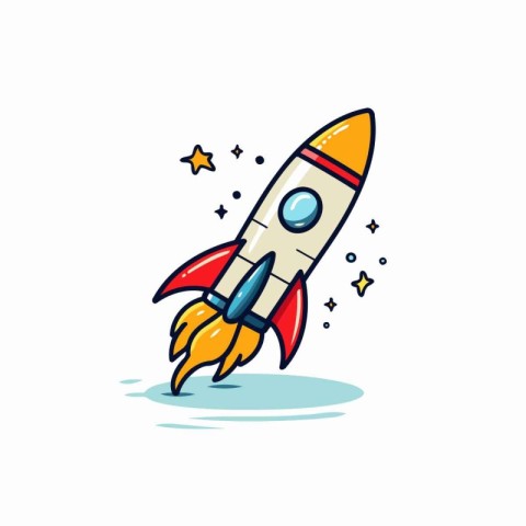 Rocket icon in flat style. Startup vector illustration on white