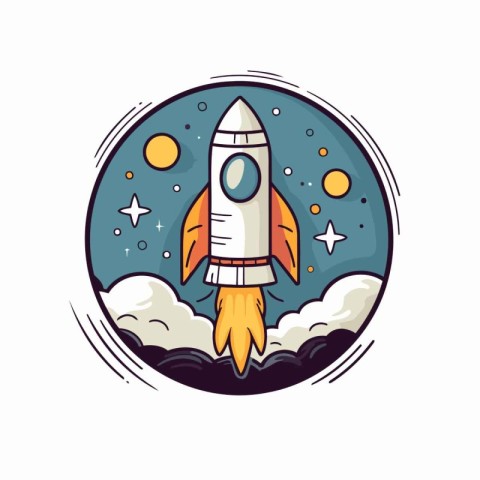 Space rocket icon. Vector illustration in cartoon style on white