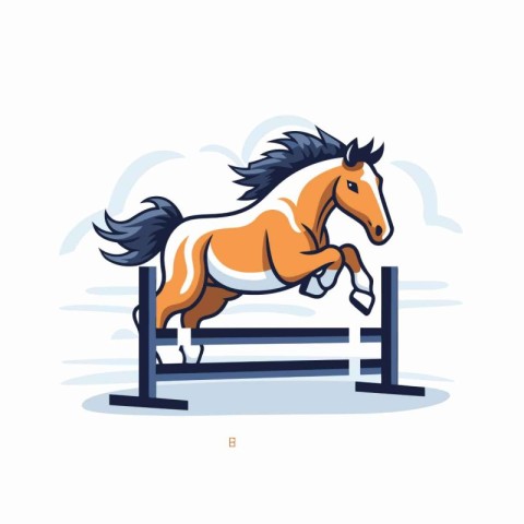 Horse jumping over obstacles. equestrian sport vector illustrati