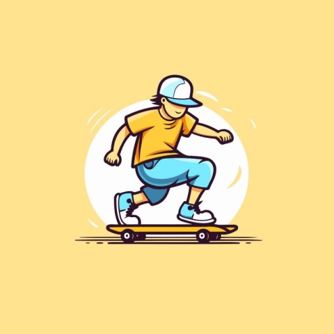 Skateboarder riding on a skateboard. Vector illustration.