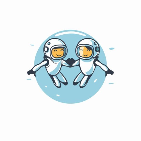 Astronaut and astronaut in space. Vector illustration. Flat styl