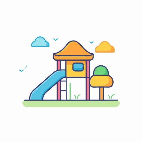 Playground icon in flat color style. Isolated vector illustratio