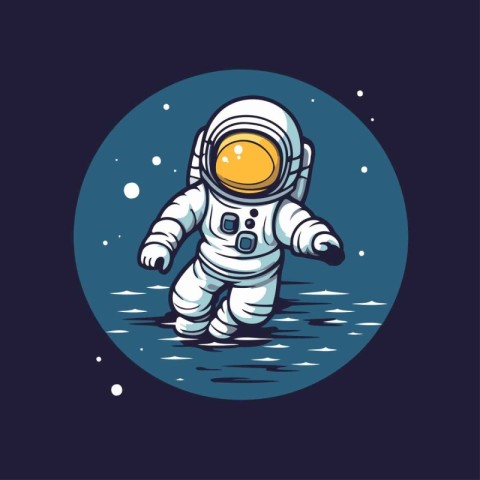 Astronaut in outer space. Vector illustration on dark background