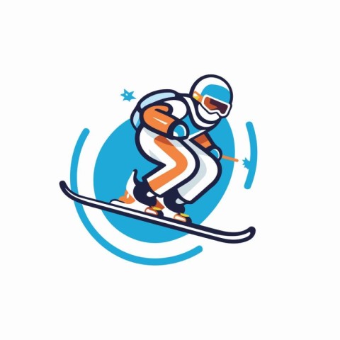 Skiing logo. Vector illustration of a skier in winter sport.