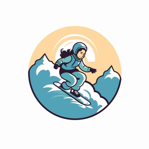 Snowboarder icon. Vector illustration of a snowboarder jumping o