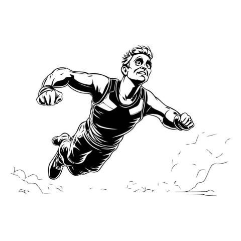 Vector illustration of a running man. Athlete on the run.