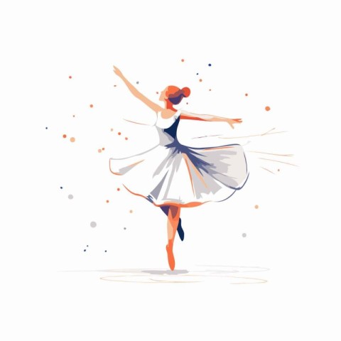 Beautiful ballerina in a white tutu. Vector illustration.