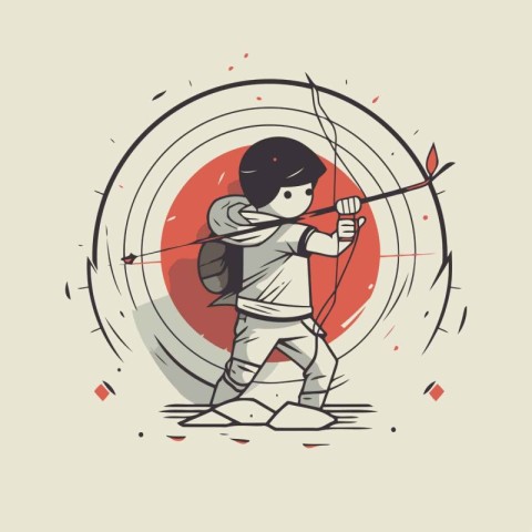 Medieval archer with bow and arrow. Vector illustration for your