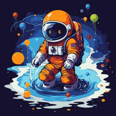 Astronaut in space. vector illustration of a cartoon character.