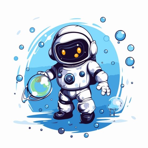 Astronaut in outer space. Vector illustration of cartoon charact