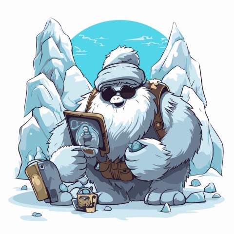 Vector illustration of Santa Claus with a map in his hand. Mount