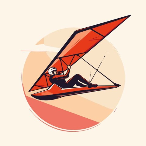 Hang glider. Extreme sport. Vector illustration in retro style