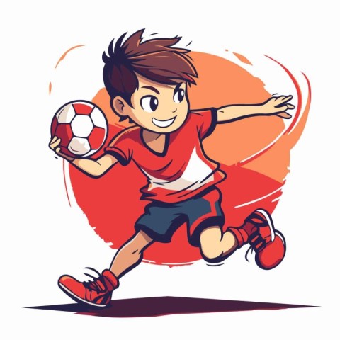 Soccer player running with ball. Vector illustration of soccer p