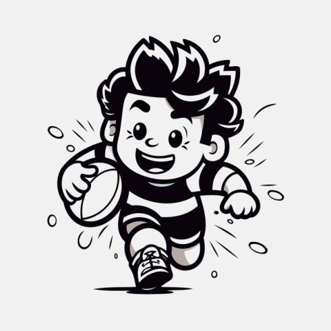 Cartoon rugby player. Vector illustration of a cartoon rugby pla