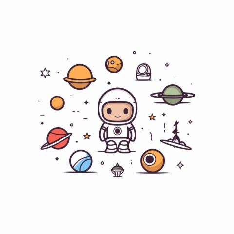 Astronaut in space. Vector illustration. Astronaut in space.