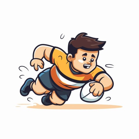 Illustration of a rugby player running with a ball on his should