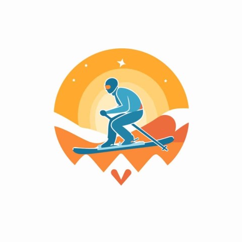 Skier logo design template. Skier icon. Skier vector illustratio