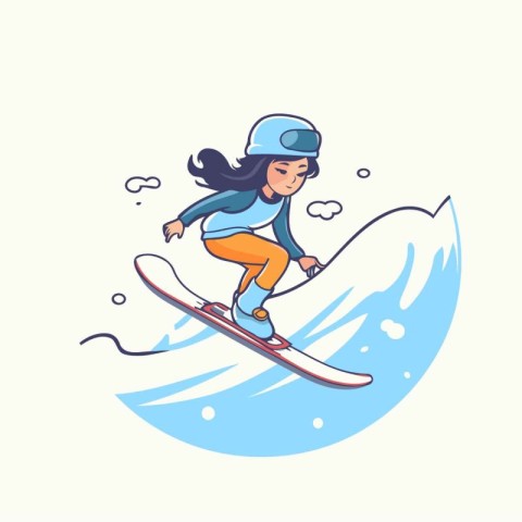 Snowboarder on the wave. Vector illustration in cartoon style.