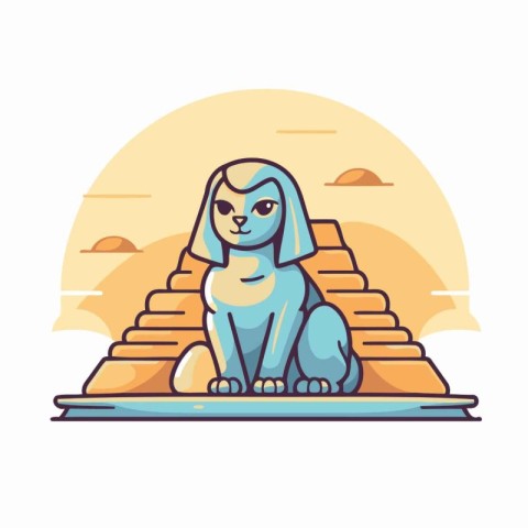 Egyptian Sphinx. Vector illustration in flat style for your desi