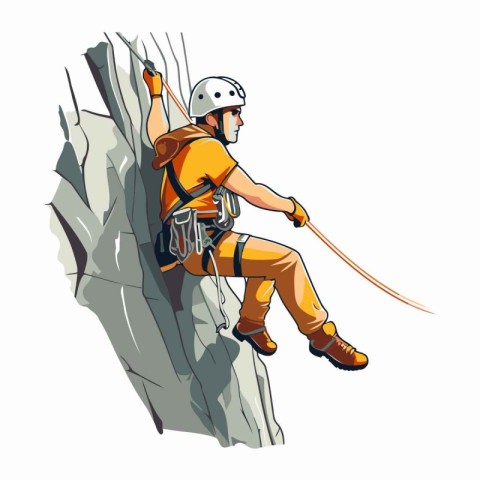 Rock climber. Vector illustration of a man climbing on a cliff.