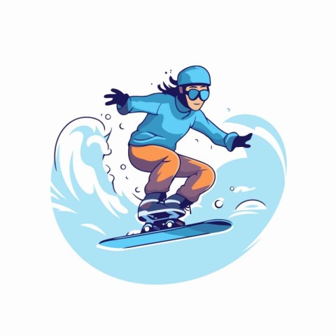 Snowboarder. Vector illustration of a snowboarder on a white bac