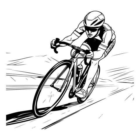 Cyclist on the road. Vector illustration ready for vinyl cutting