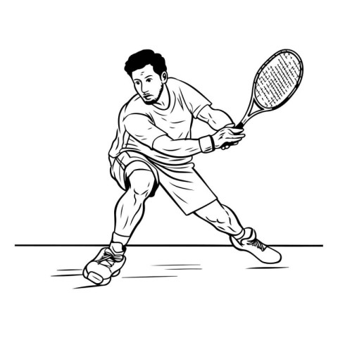 Tennis player. Vector illustration of a tennis player in action.