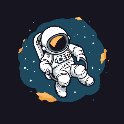 Astronaut in space. Vector illustration on a dark background.