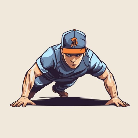 Baseball player in action. Vector illustration of a baseball pla