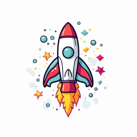 Rocket icon. Flat vector illustration. Isolated on white backgro