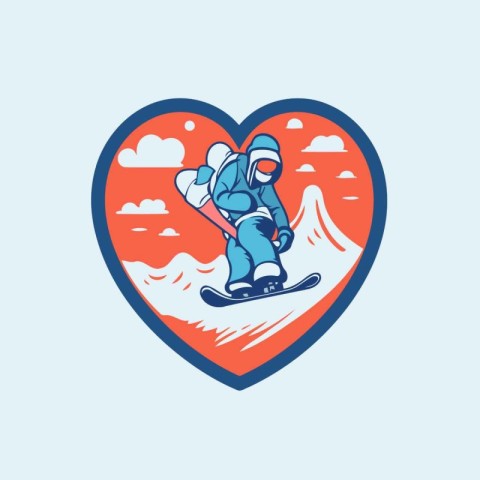 Snowboarder in the shape of a heart. Vector illustration.