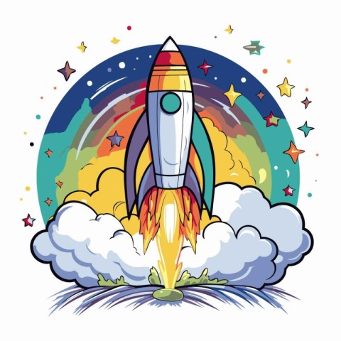 Rocket icon. Space futuristic cosmos and cosmos theme. Colorful