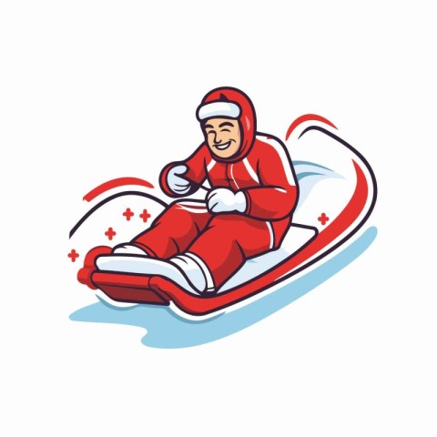 Snowboarder on a sled. Winter sports. Vector illustration.