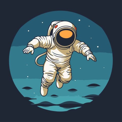 Astronaut in outer space. Vector illustration in retro style.