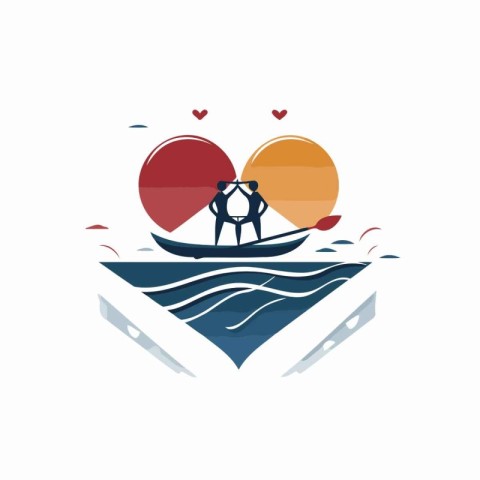 Love boat logo design template. Vector illustration of a boat on