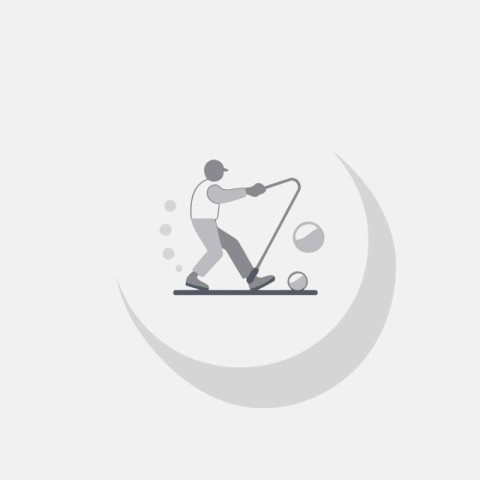 Golf player with ball. Flat vector related icon with long shadow