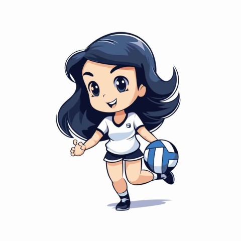 Illustration of a cute girl playing volleyball isolated on a whi