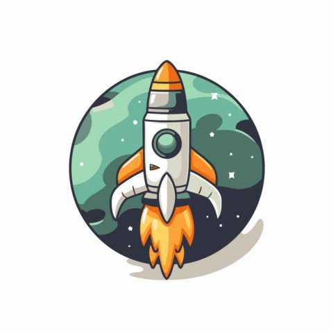 Rocket icon. Vector illustration of a space rocket in the circle