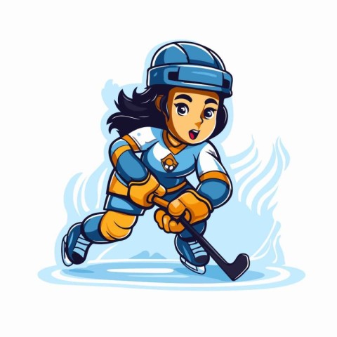 Ice hockey player vector illustration. Cartoon ice hockey player