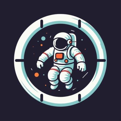 Astronaut in space. Vector illustration in cartoon style on dark