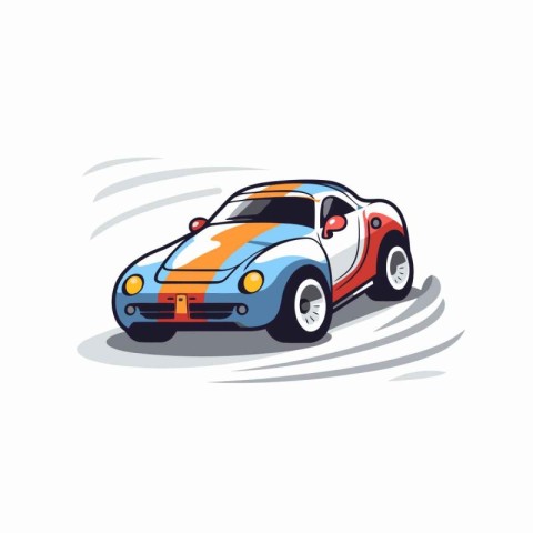 Sport car. Vector illustration in cartoon style. Isolated on whi